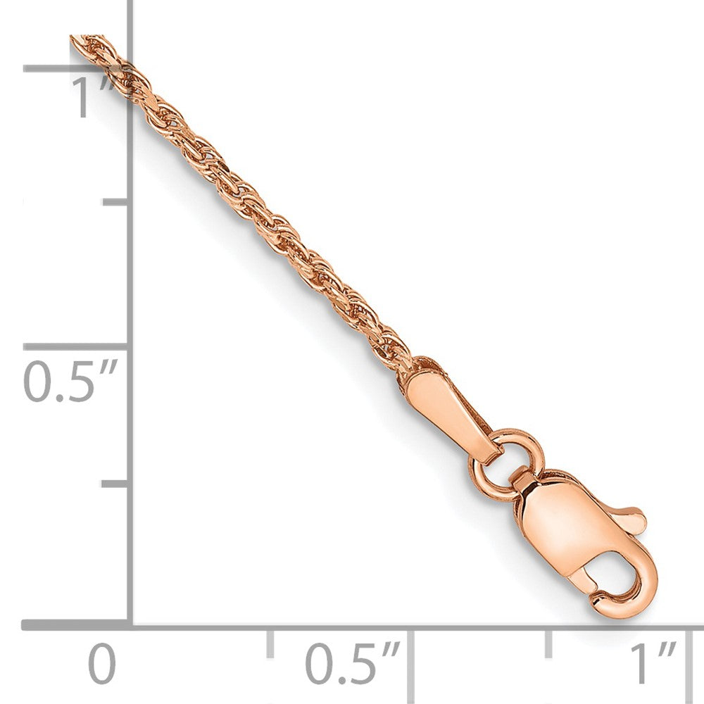 14k Rose Gold 1.5mm D/C Machine-made Rope Chain Bracelet (1.64 grams)