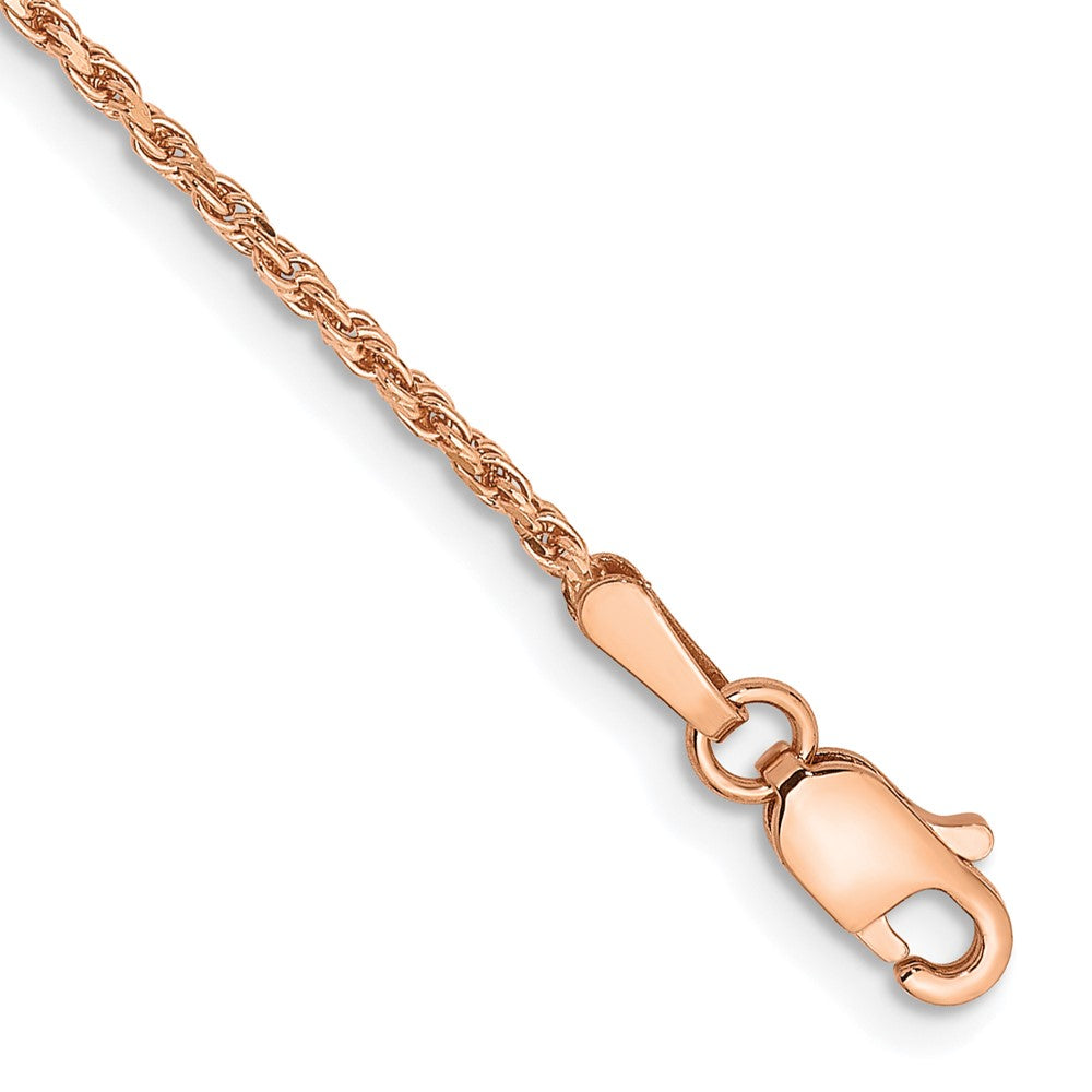 14k Rose Gold 1.5mm D/C Machine-made Rope Chain Bracelet (1.64 grams)