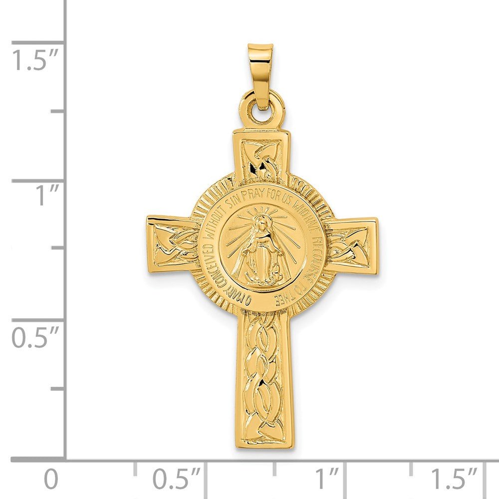 14k Yellow Gold 21.5 mm Cross with Miraculous Medal Pendant (2.06 grams)