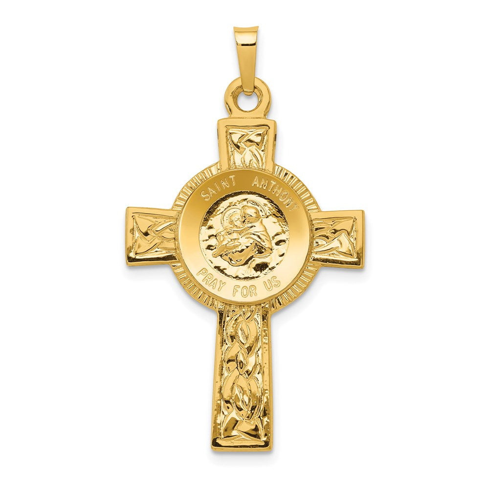 14k Yellow Gold 22 mm Cross w/St Anthony Medal Pendant (2.05 grams)
