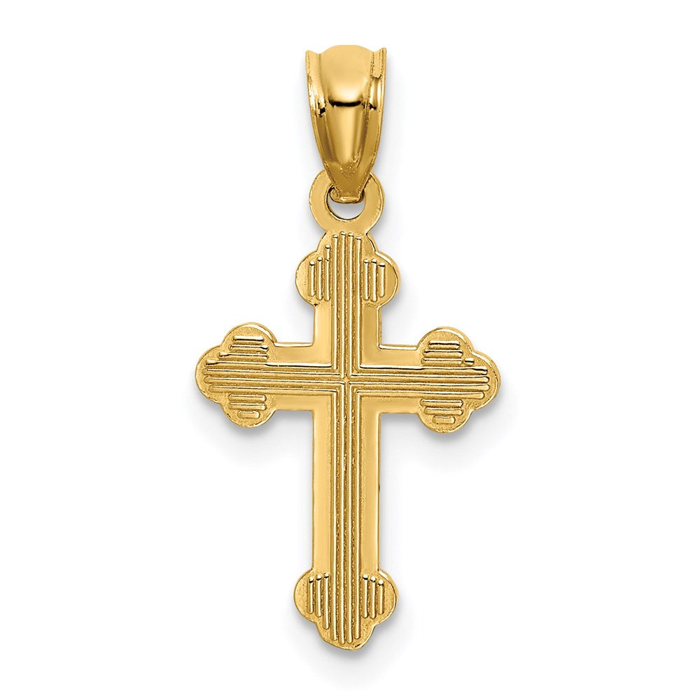 14k Yellow Gold 11 mm Small Budded Cross Charm (0.53 grams)