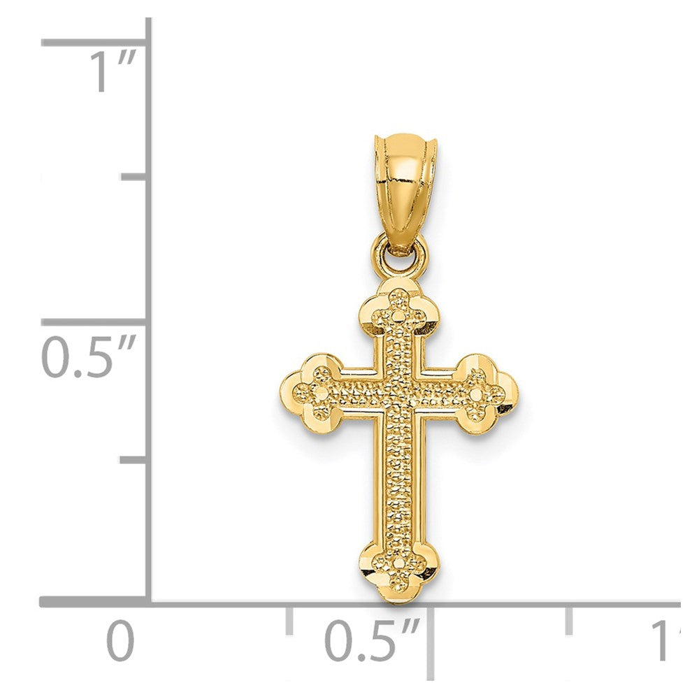 14k Yellow Gold 11 mm Small Budded Cross Charm (0.53 grams)