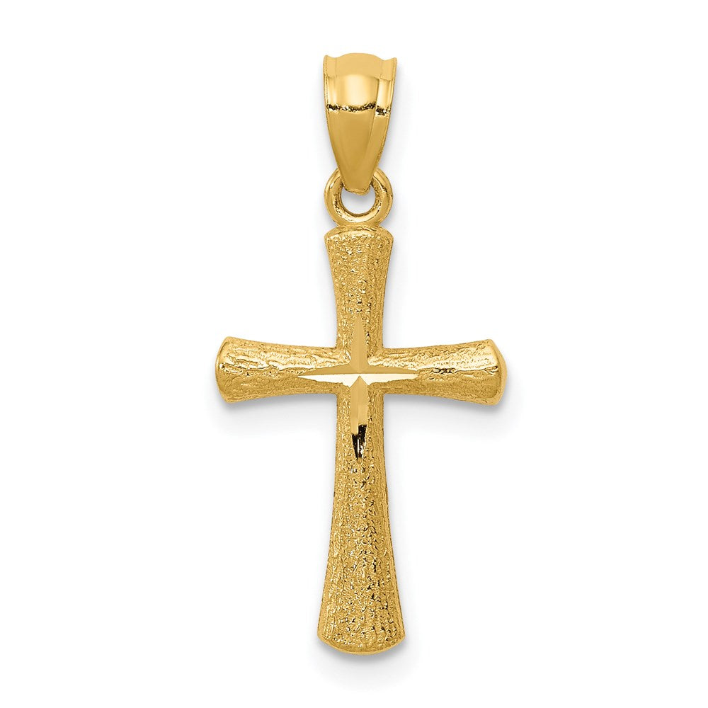 14k Yellow Gold 12 mm Diamond-cut Cross Pendant (0.52 grams)