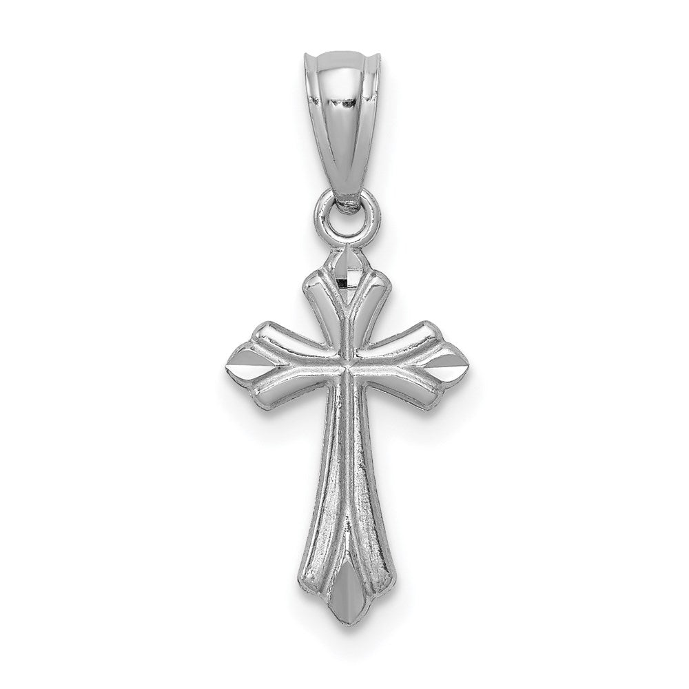 14k White Gold 9 mm Budded Cross Charm (0.38 grams)