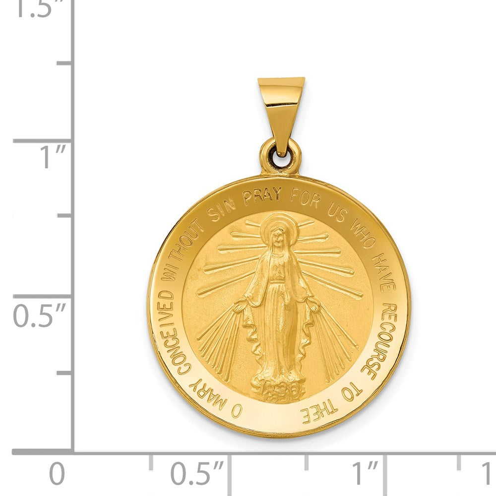 14K outlet YELLOW GOLD HOLLOW MIRACULOUS MEDAL CHARM BLESSED VIRGIN MARY PENDANT