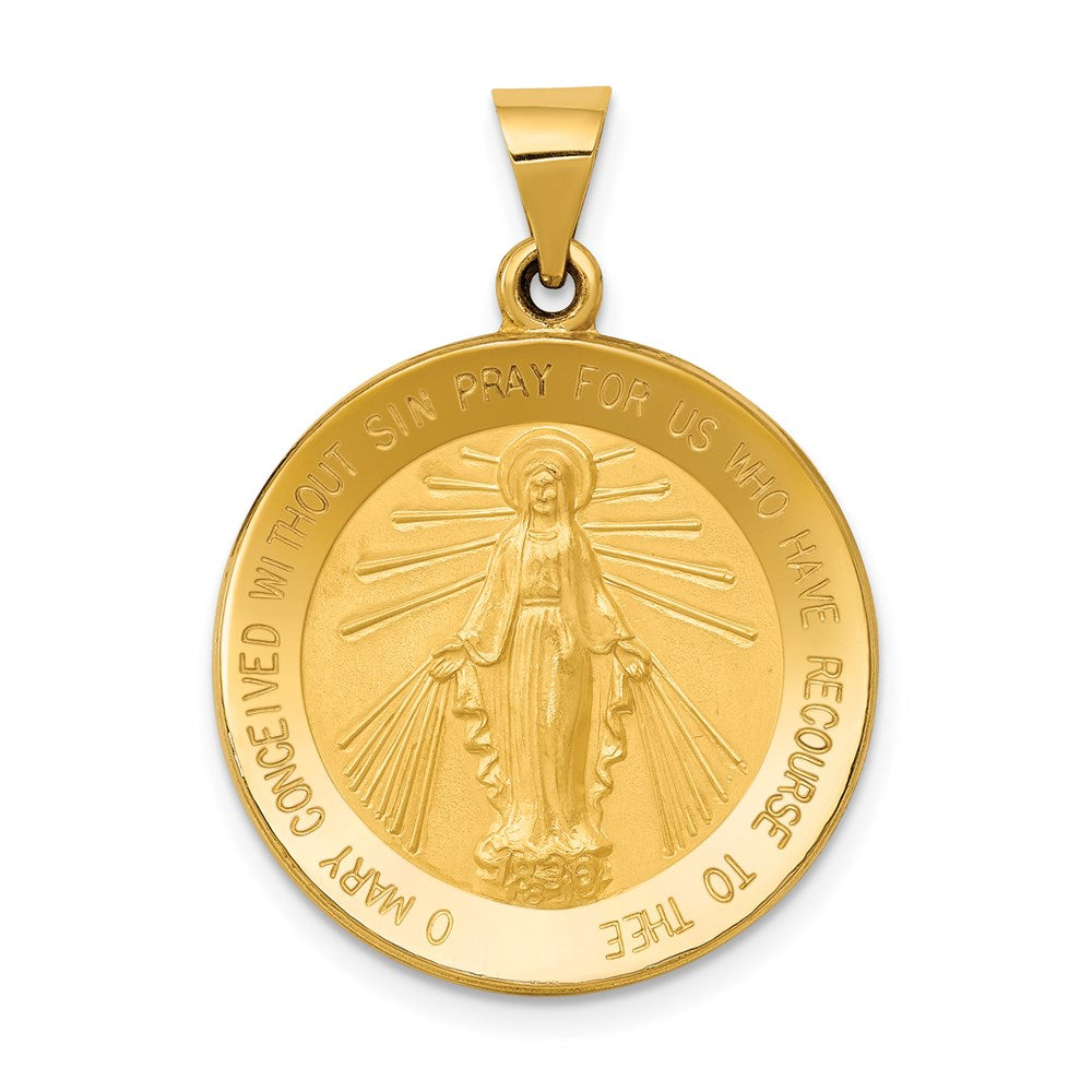 14k Yellow Gold 22 mm Miraculous Medal Hollow Pendant (1.83 grams)