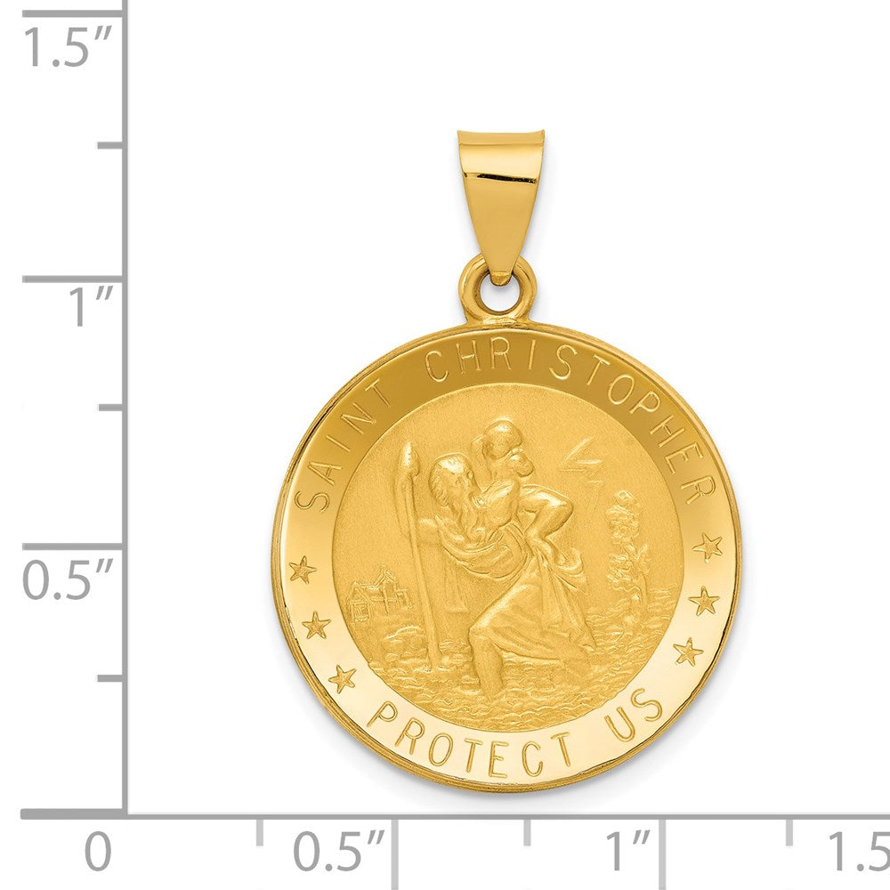 14k Yellow Gold 22.75 mm Saint Christopher Medal Hollow Pendant (1.82 grams)