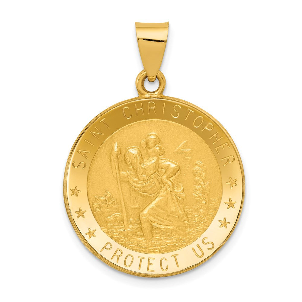 14k Yellow Gold 22.75 mm Saint Christopher Medal Hollow Pendant (1.82 grams)