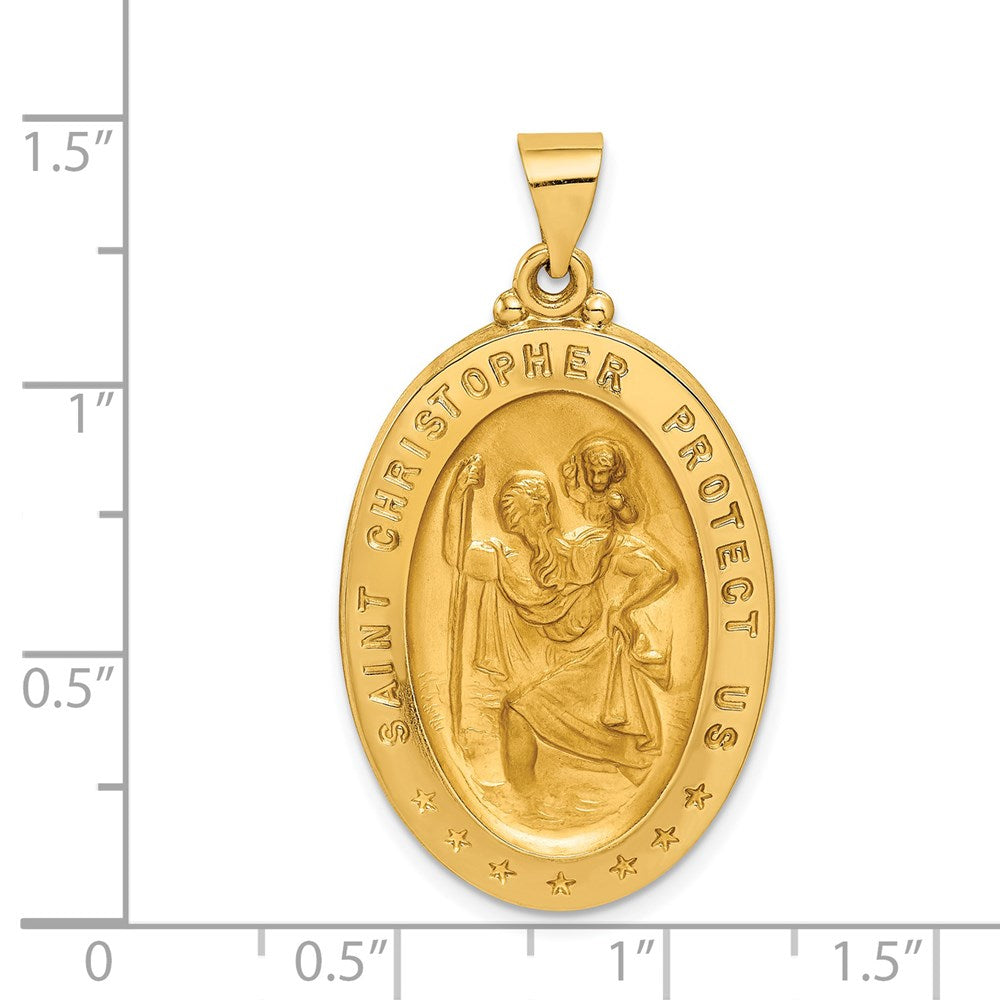14k Yellow Gold 21 mm Saint Christopher Medal Hollow Pendant (2.14 grams)