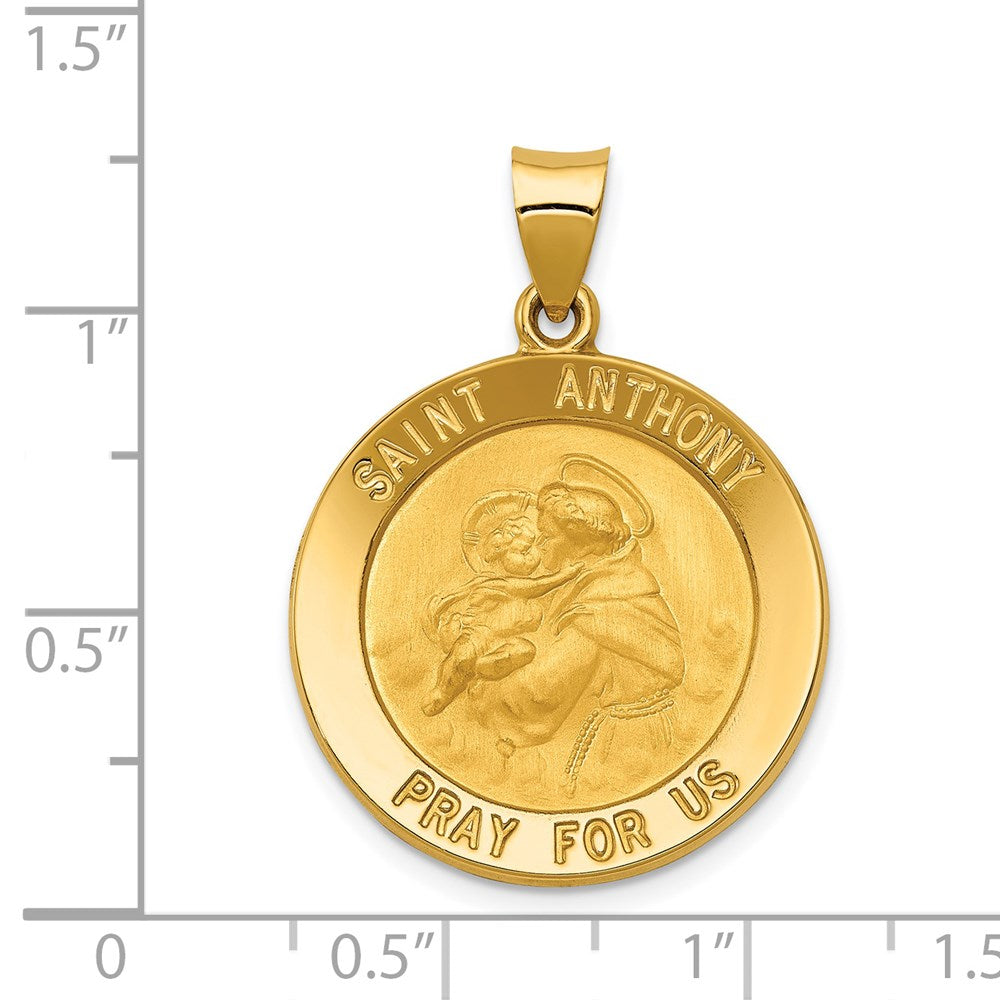 14k Yellow Gold 23 mm Saint Anthony Medal Hollow Pendant (1.82 grams)