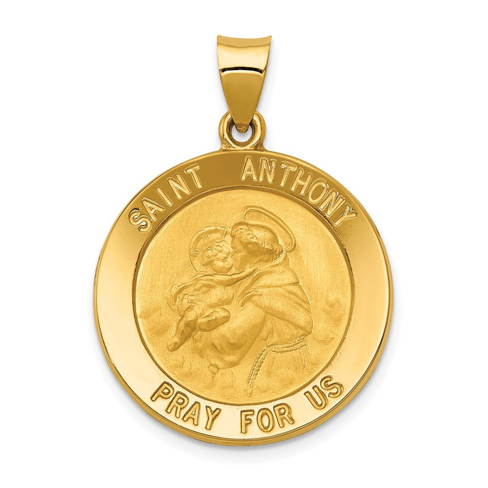 14k Yellow Gold 23 mm Saint Anthony Medal Hollow Pendant (1.82 grams)