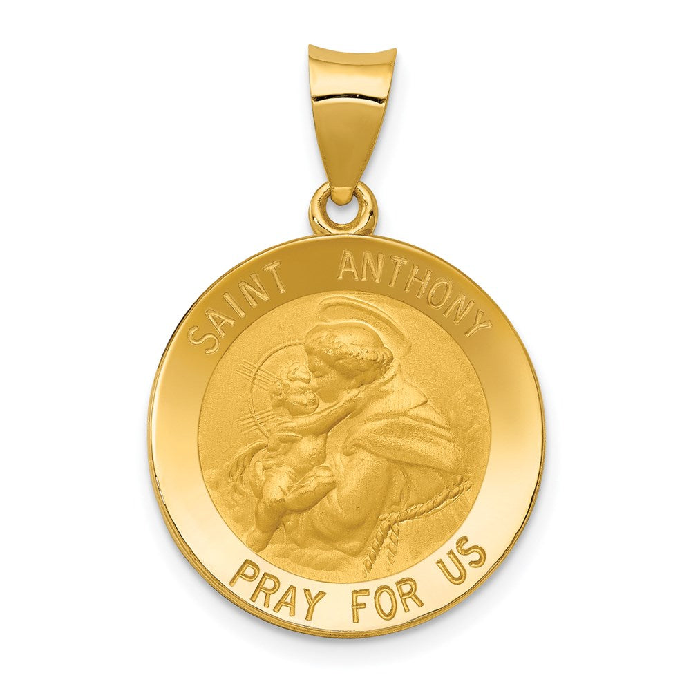 14k Yellow Gold 19 mm Saint Anthony Medal Hollow Pendant (1.3 grams)