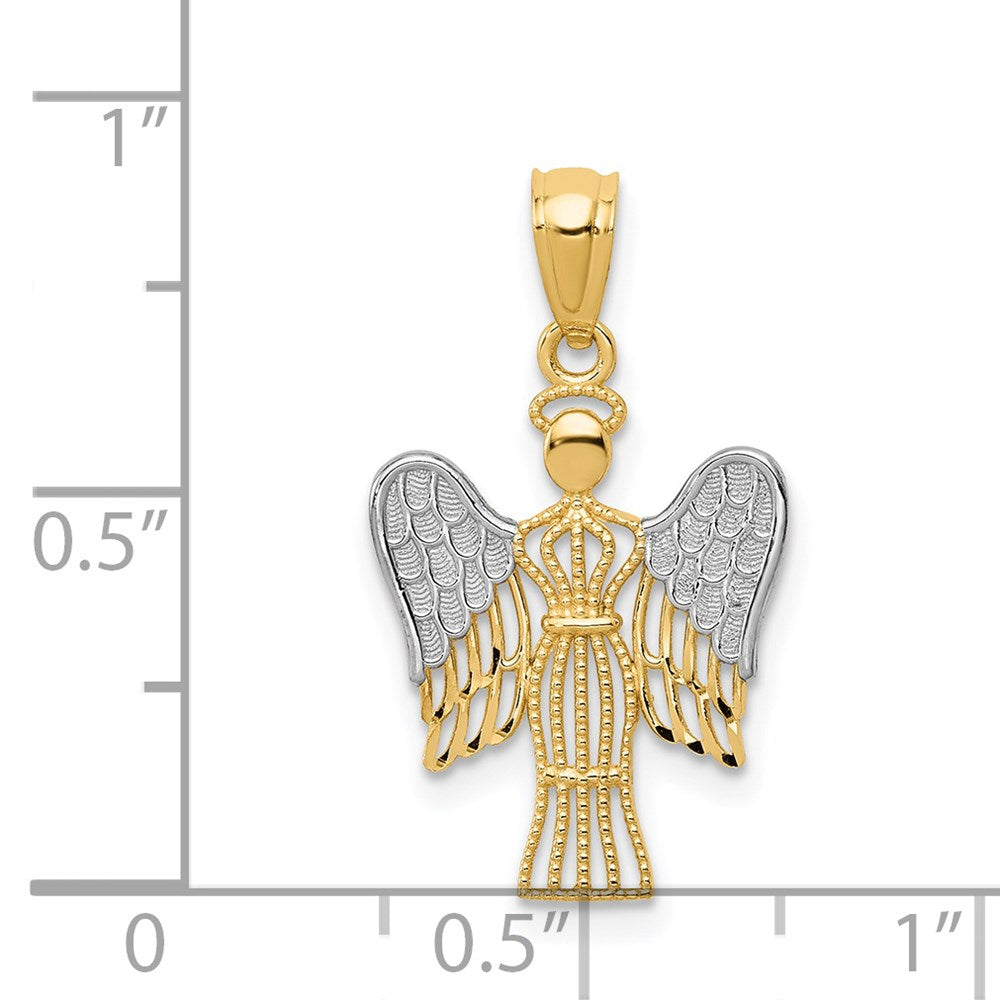 14k Yellow & Rhodium 14 mm  Angel Pendant (0.57 grams)