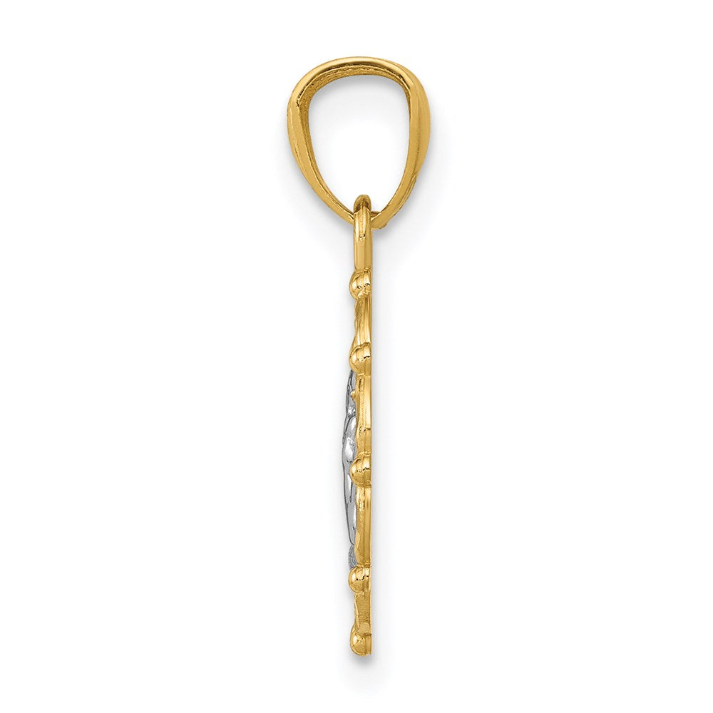 14k Yellow & Rhodium 13 mm  Framed Cherub Pendant (0.53 grams)