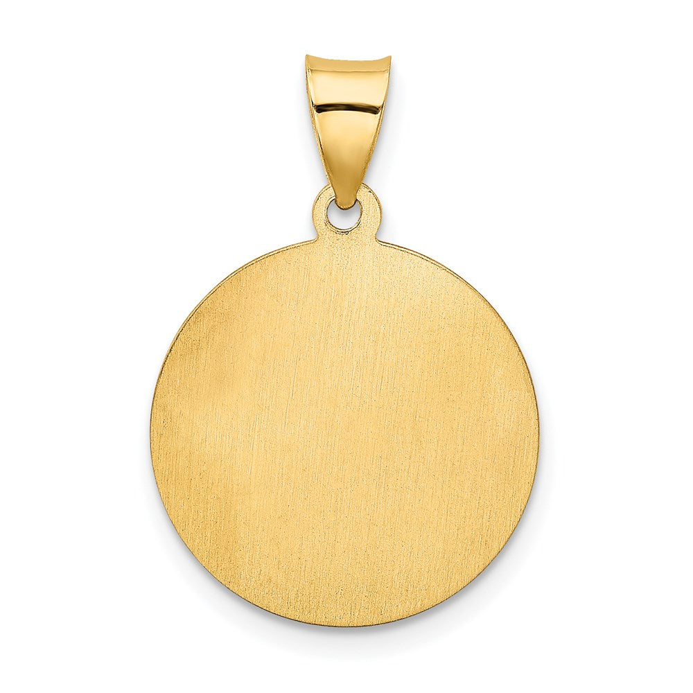 14k Yellow Gold 19 mm Confirmation Medal Hollow Round Pendant (1.3 grams)