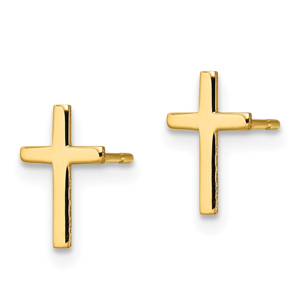 14k Yellow Gold 6.37 mm Polished Cross Earrings (0.64 grams)