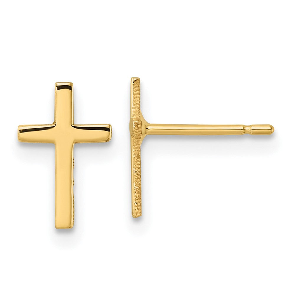 14k Yellow Gold 6.37 mm Polished Cross Earrings