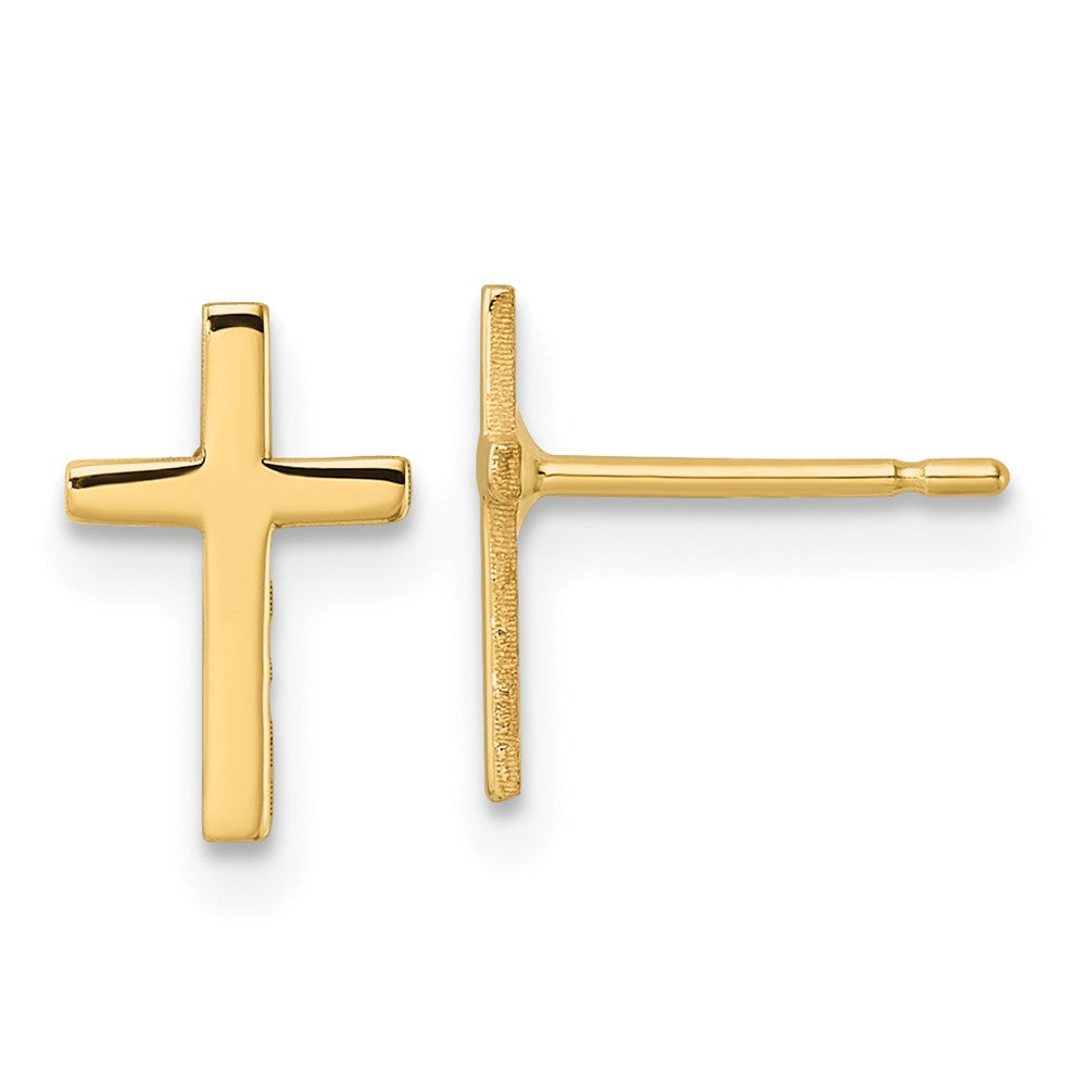14k Yellow Gold 6.37 mm Polished Cross Earrings (0.64 grams)