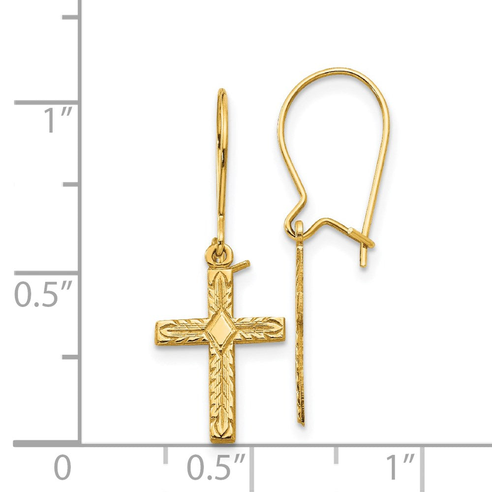 14k Yellow Gold 10 mm Polished & Satin Cross Earrings (0.81 grams)