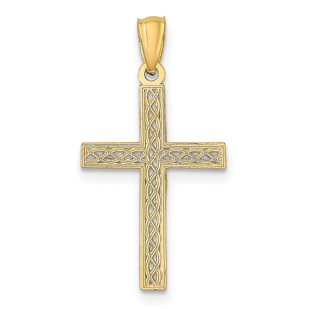 14k Yellow Gold 14 mm Filigree Cross Pendant (0.48 grams)