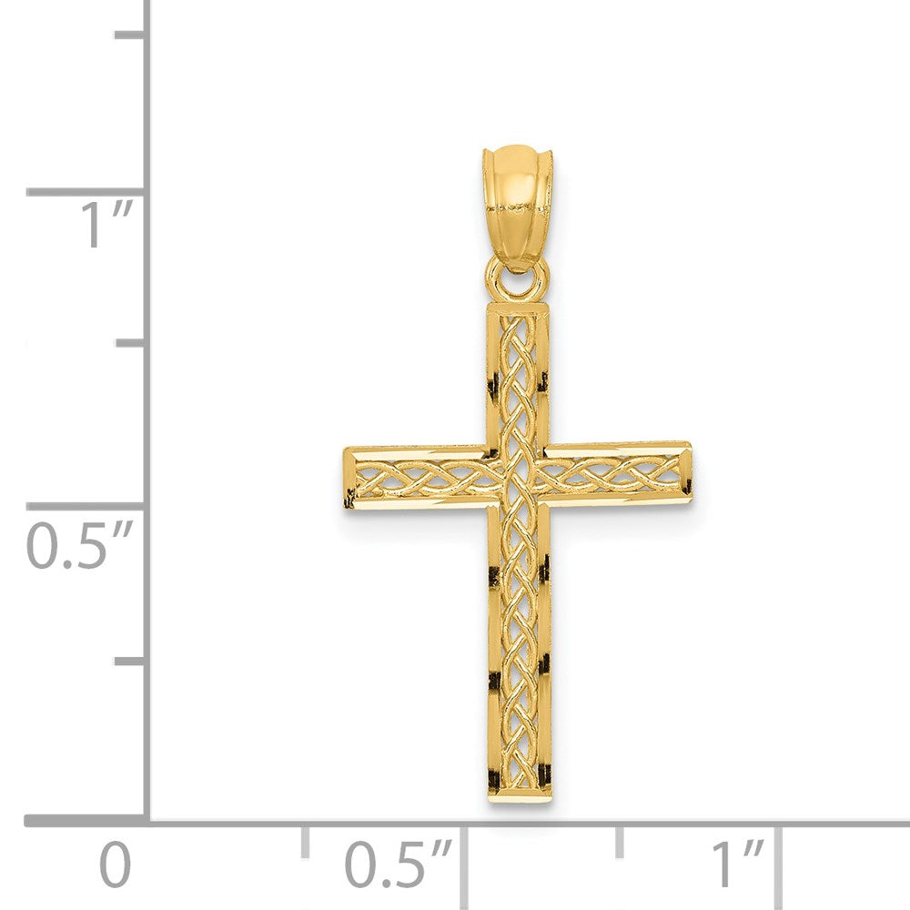 14k Yellow Gold 14 mm Filigree Cross Pendant (0.48 grams)