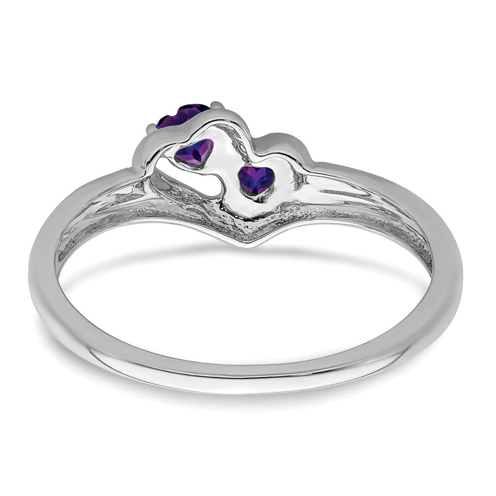 14k White Gold Amethyst and Diamond 2-stone Heart Ring (1.71 grams)
