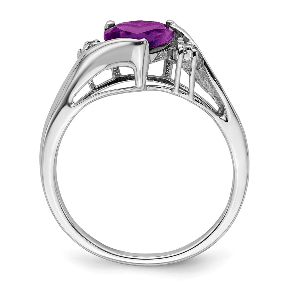 14k White Gold Amethyst and Diamond Heart Ring (2.14 grams)