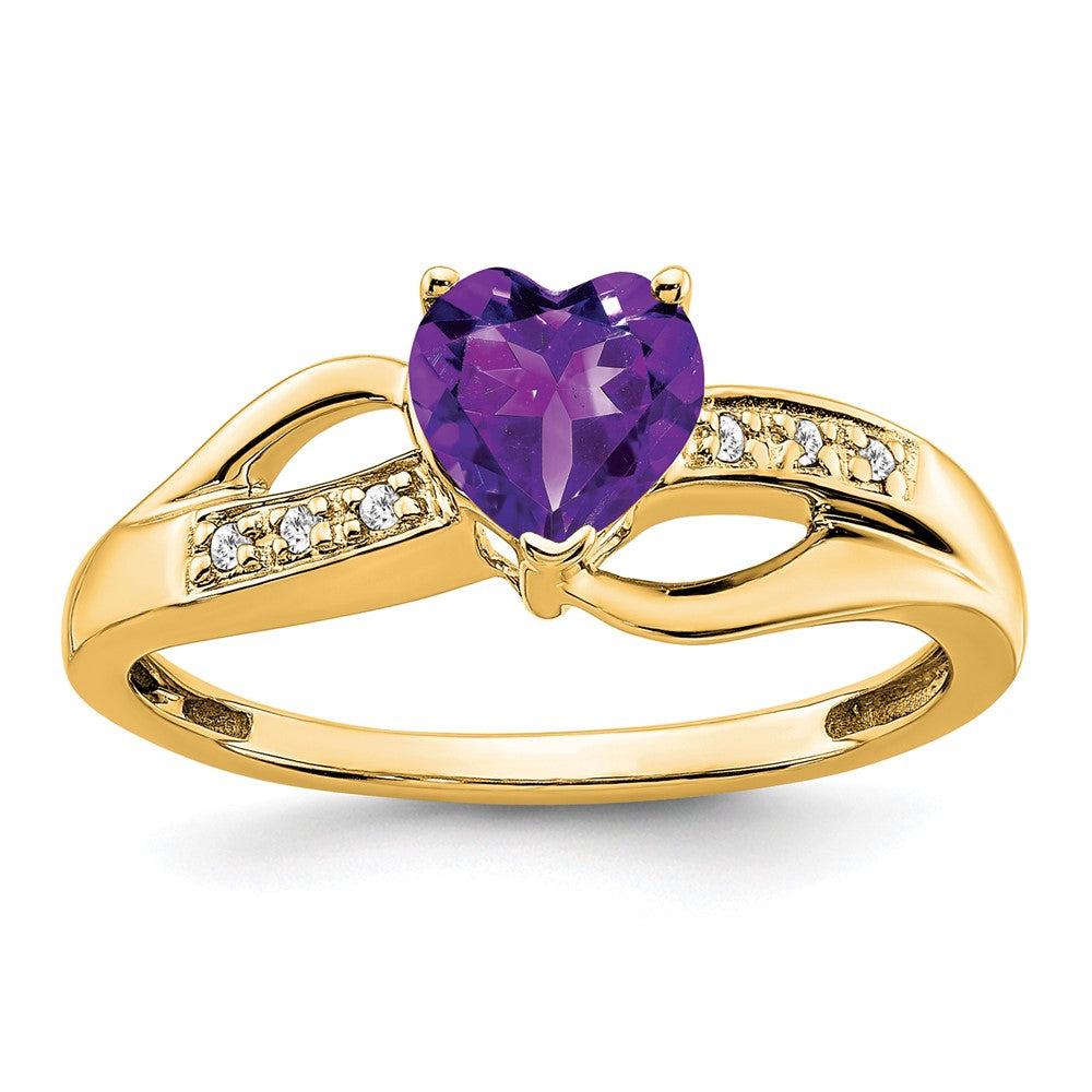 14k Amethyst and Diamond Heart Ring (2.38 grams)