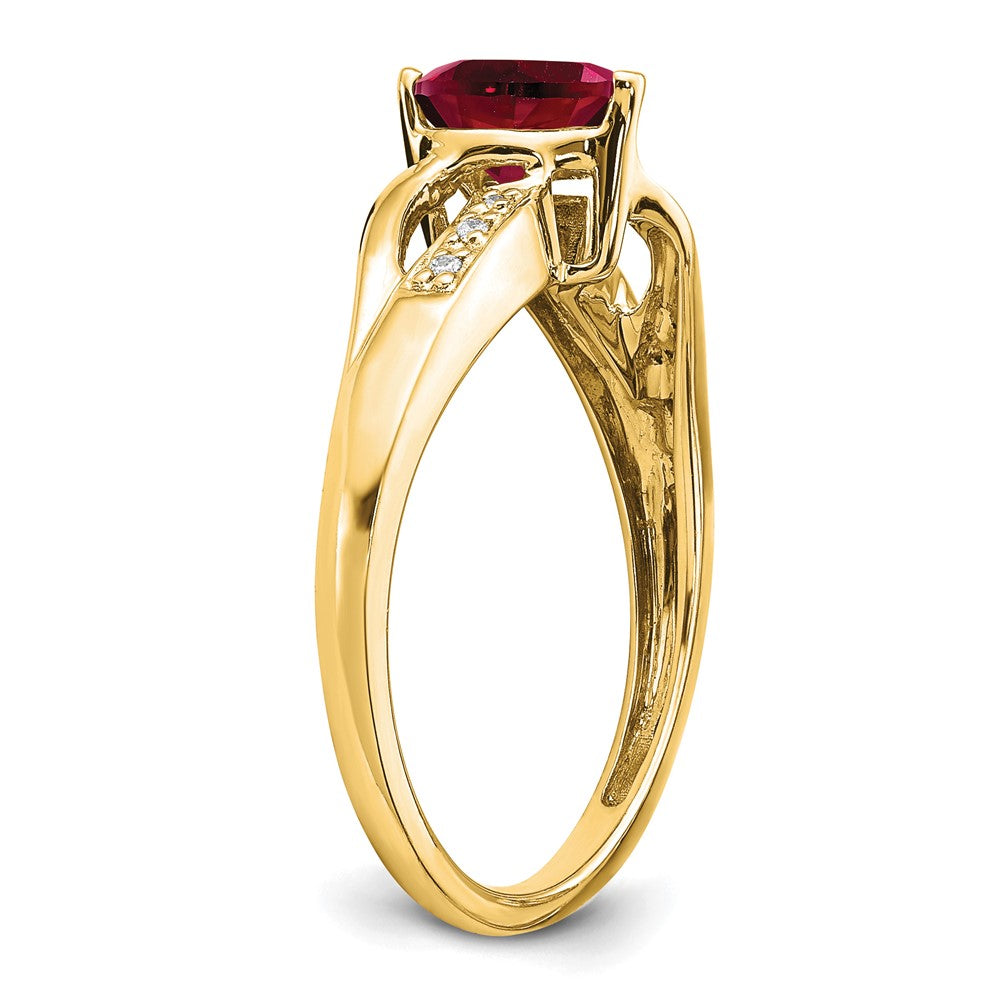 14k Created Ruby and Diamond Heart Ring (2.38 grams)