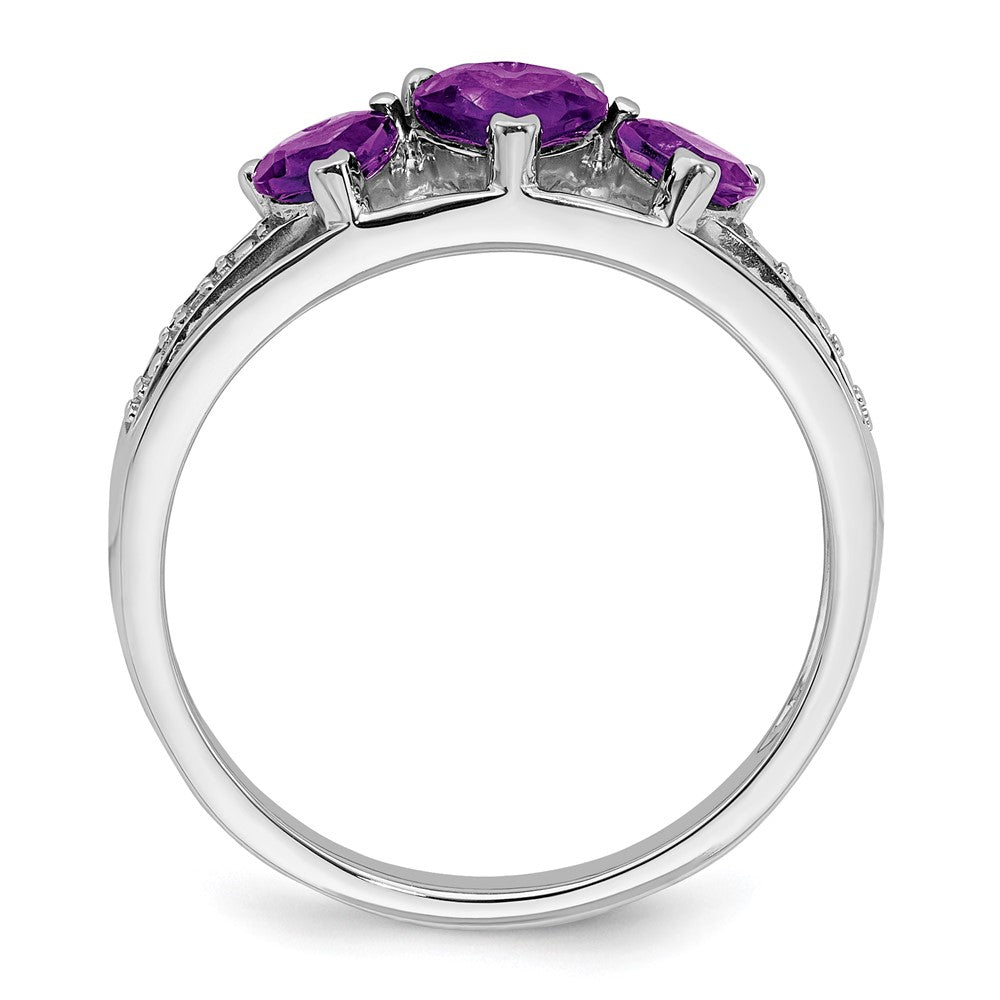 14k White Gold Amethyst and Diamond Heart Ring (2.42 grams)