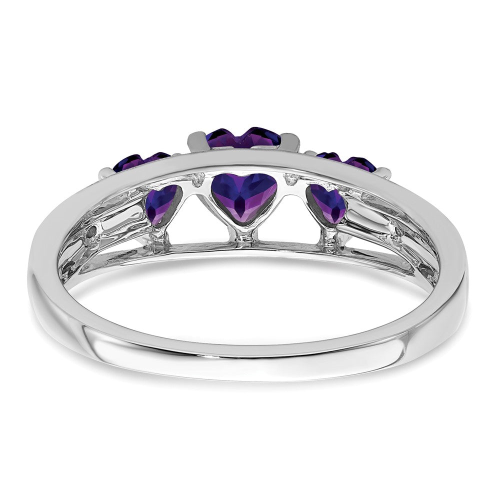 14k White Gold Amethyst and Diamond Heart Ring (2.42 grams)