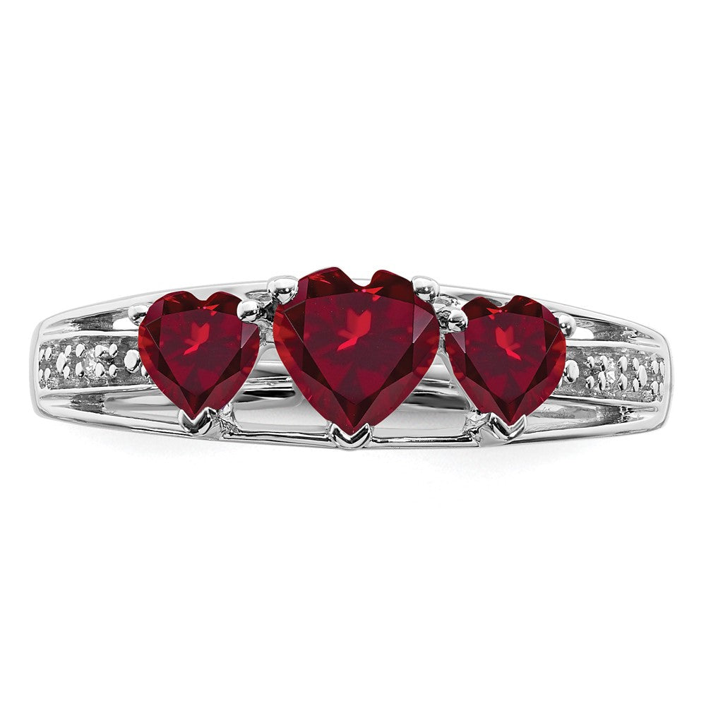 14k White Gold Cr. Ruby and Diamond Heart Ring (2.42 grams)