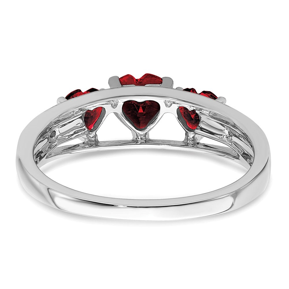 14k White Gold Cr. Ruby and Diamond Heart Ring (2.42 grams)