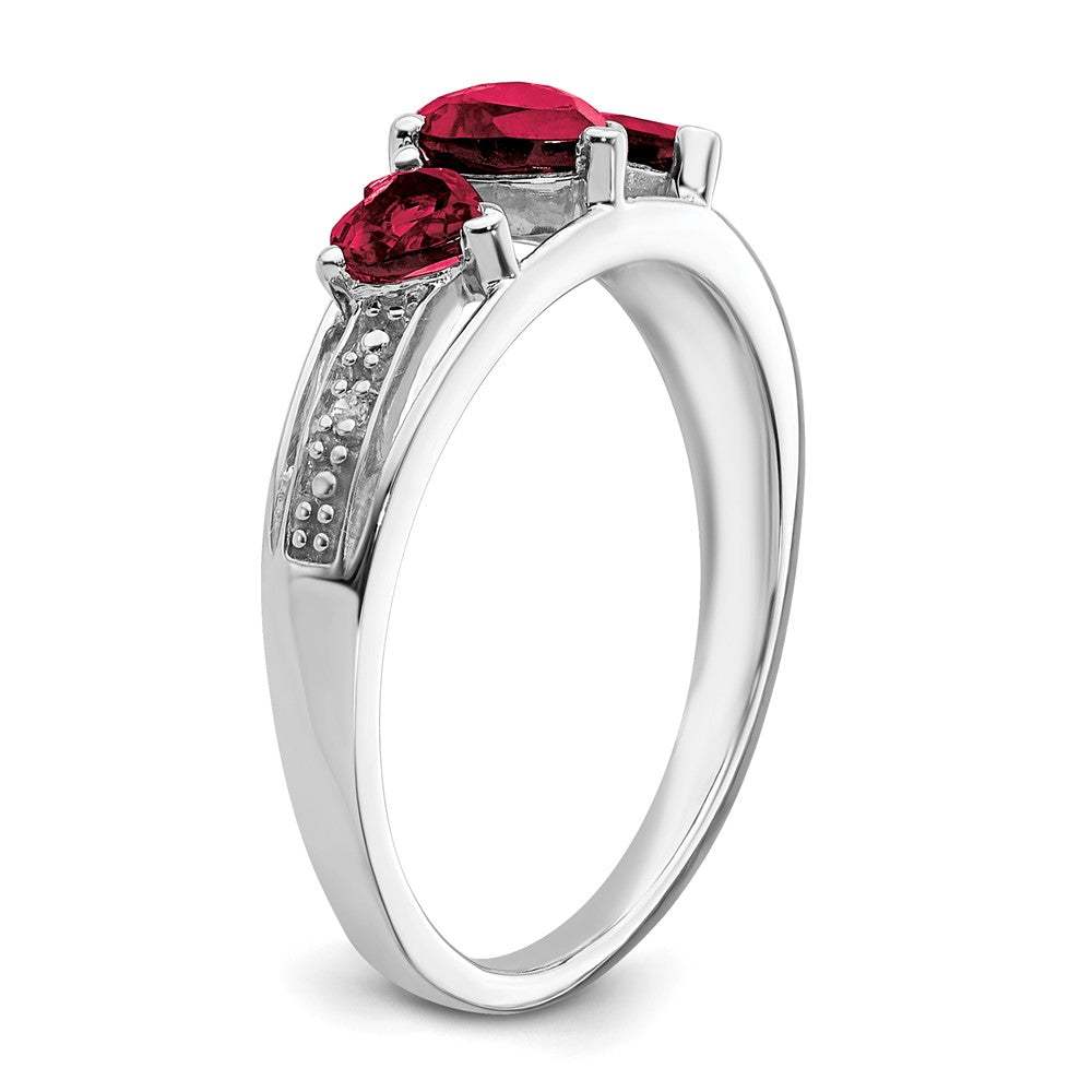 14k White Gold Cr. Ruby and Diamond Heart Ring (2.42 grams)