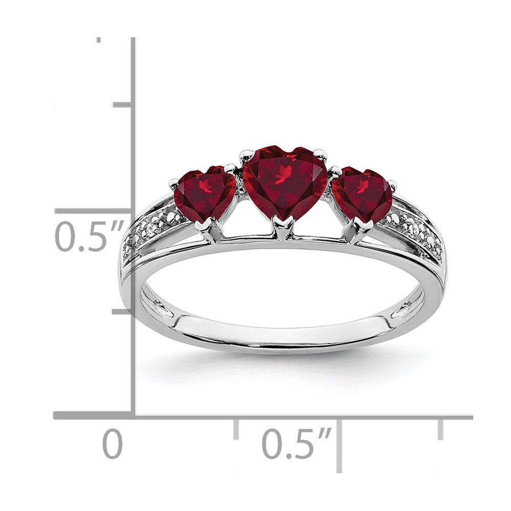 14k White Gold Cr. Ruby and Diamond Heart Ring (2.42 grams)
