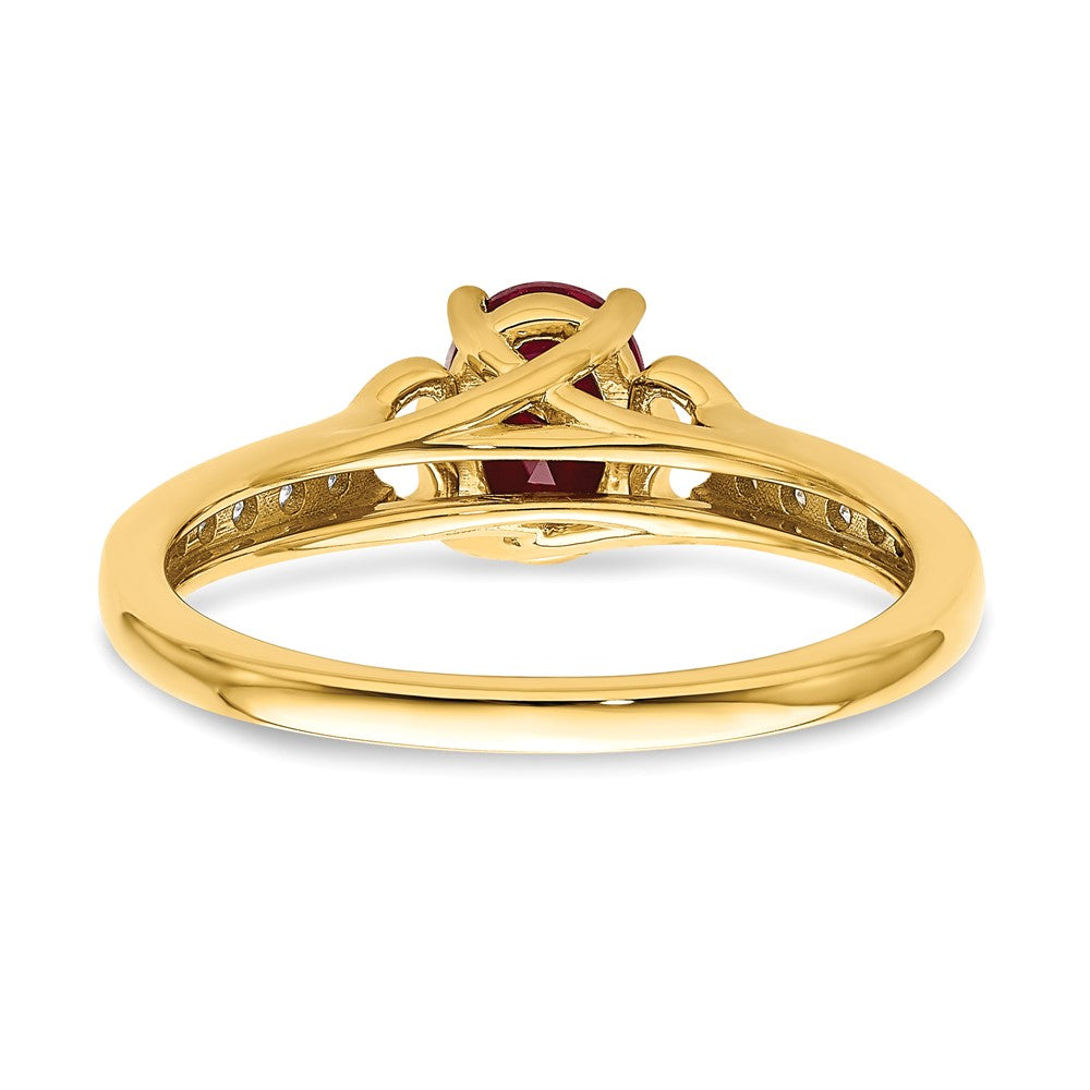 14k Polished Side Hearts Ruby and Diamond Ring (2.47 grams)
