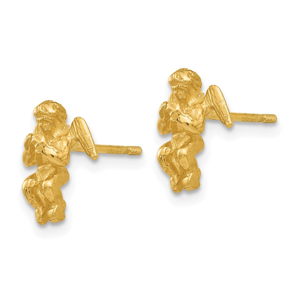 14k Yellow Gold 9 mm Polished & Diamond-Cut Angel Earrings (1.32 grams)