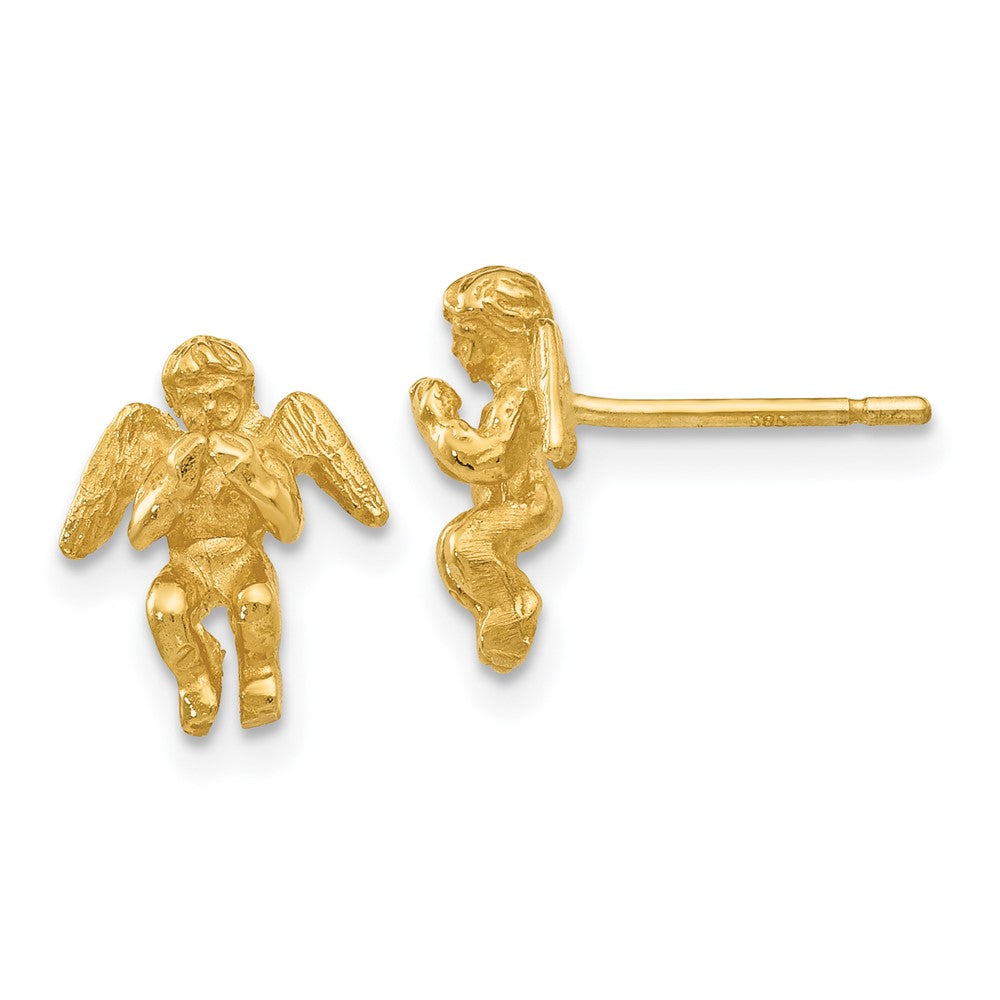 14k Yellow Gold 9 mm Polished & Diamond-Cut Angel Earrings (1.32 grams)