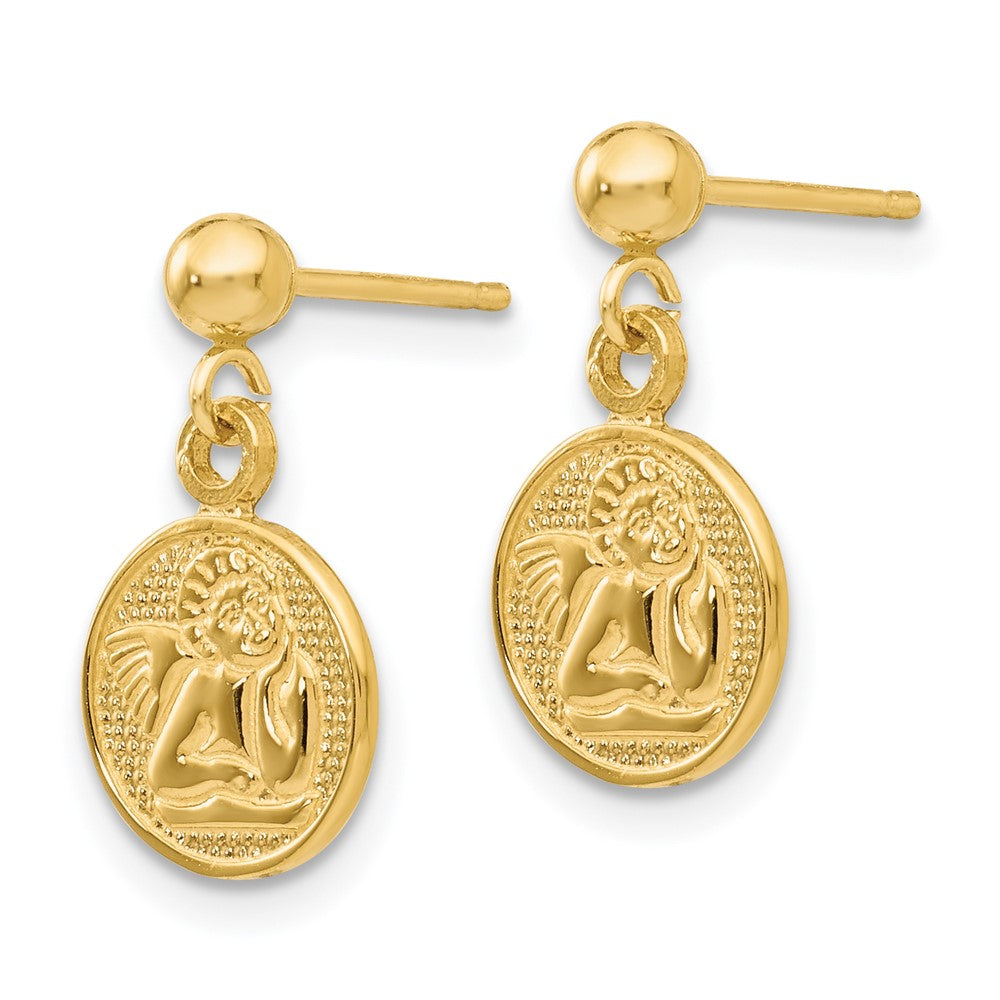 14k Yellow Gold 8 mm Polished Raphael Angel Earrings (1.1 grams)