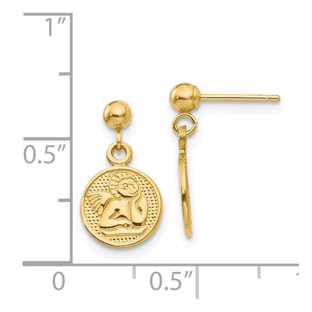 14k Yellow Gold 8 mm Polished Raphael Angel Earrings (1.1 grams)