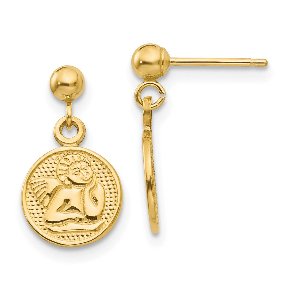 14k Yellow Gold 8 mm Polished Raphael Angel Earrings (1.1 grams)