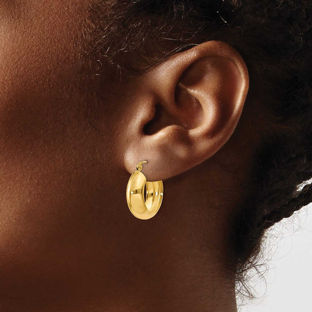 14k Yellow Gold 7 mm Hoop Earrings