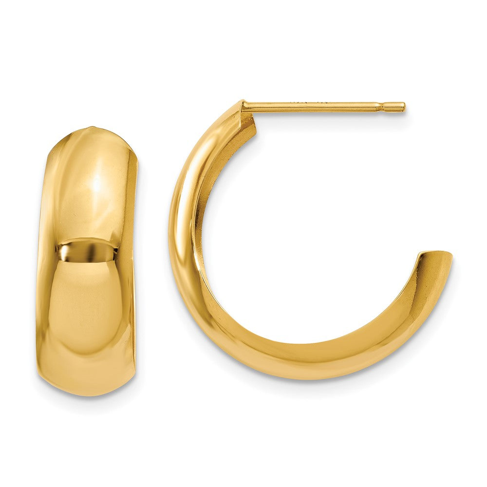 14k Yellow Gold 7 mm J-Hoop Earrings (1.83 grams)