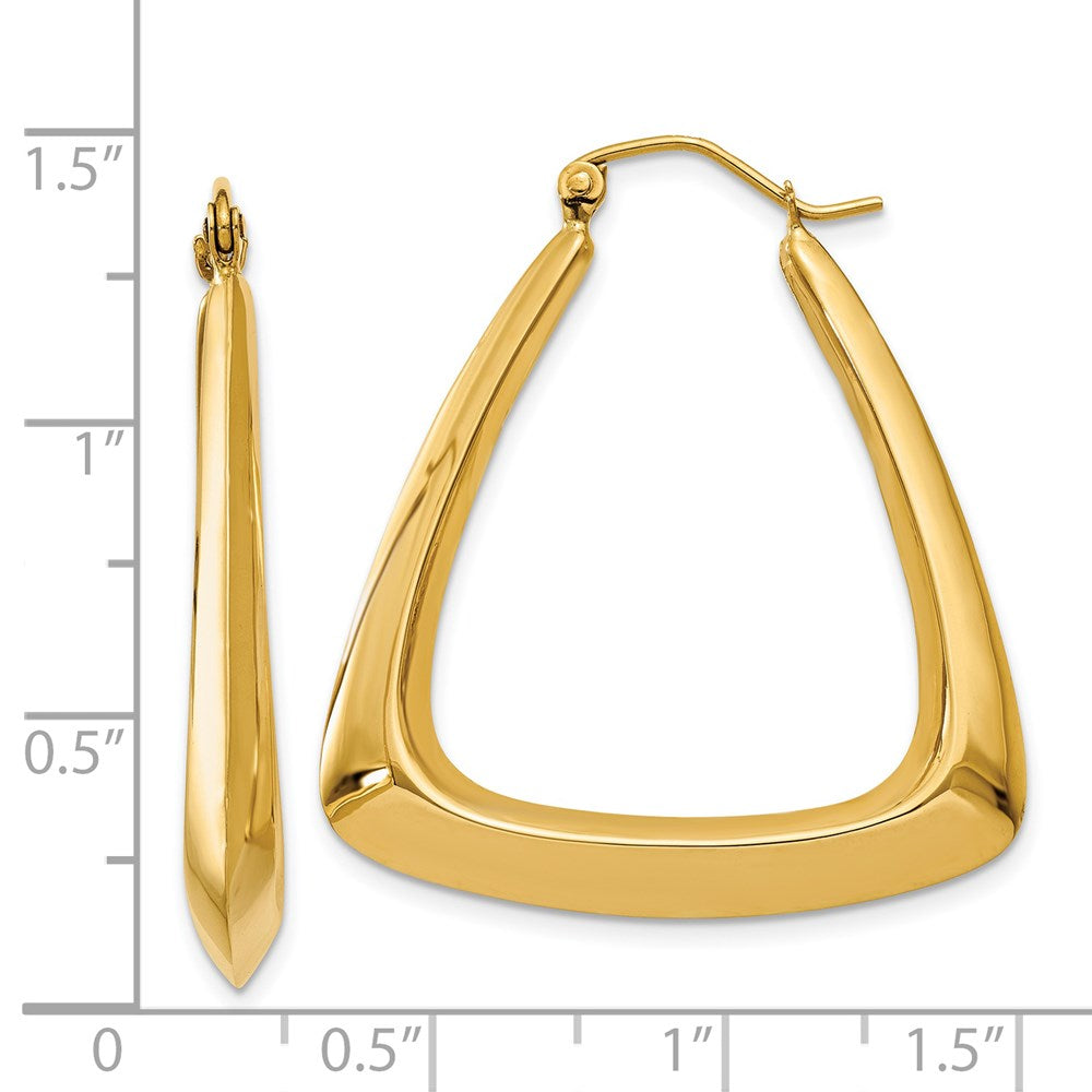 14k Yellow Gold 4 mm Fancy Hoop Earrings