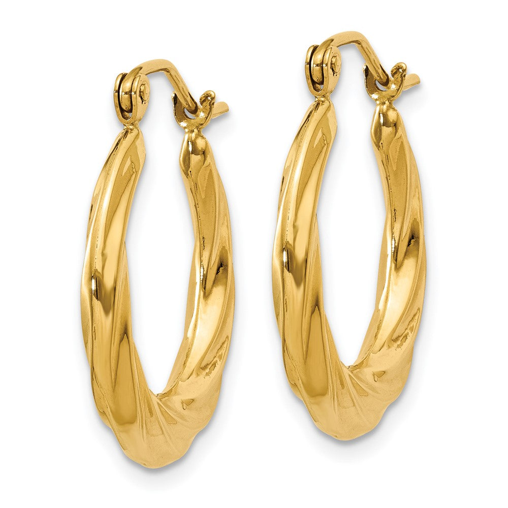 14k Yellow Gold 19.5 mm Polished Twisted Hollow Hoop Earrings