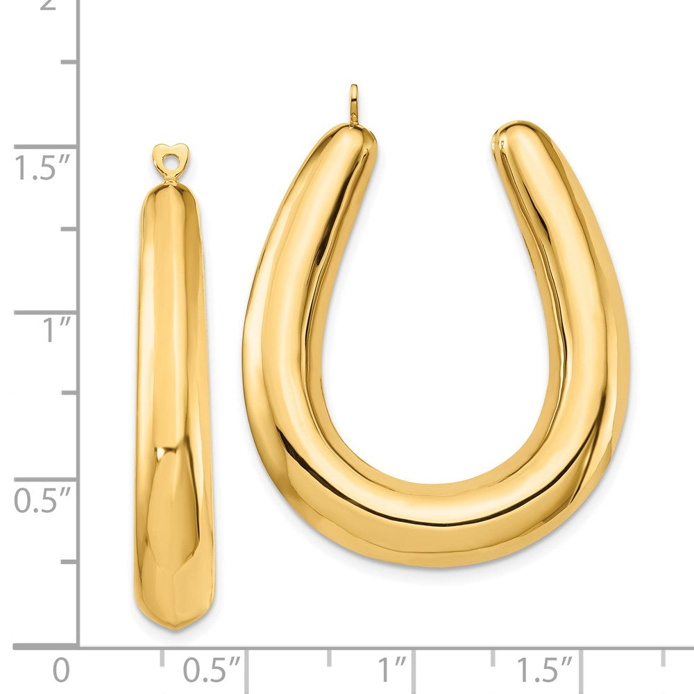 14k Yellow Gold 7 mm Polished Hollow Hoop Earring Jackets (6.26 grams)