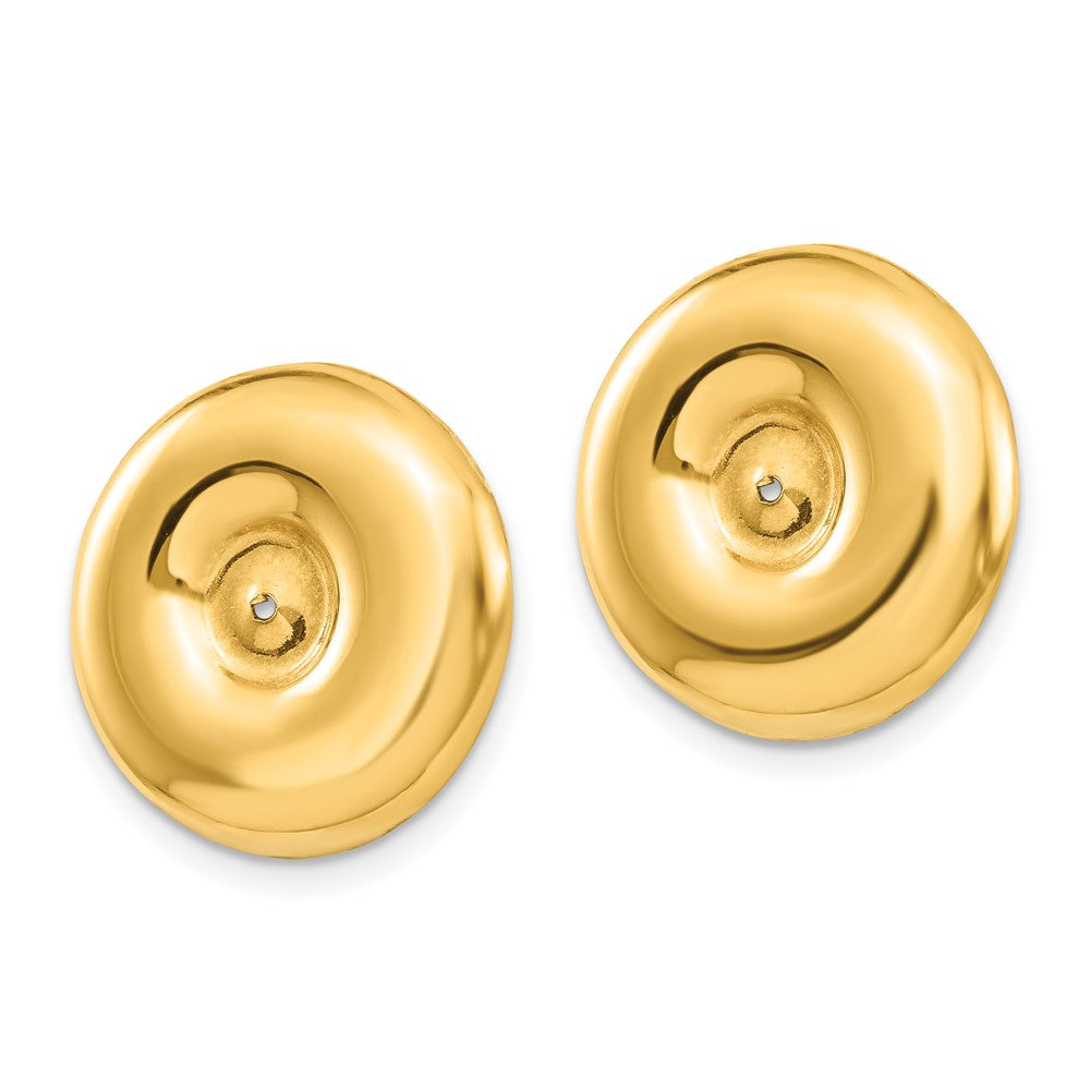 14k Yellow Gold 17 mm Polished Round Fancy Earring Jackets