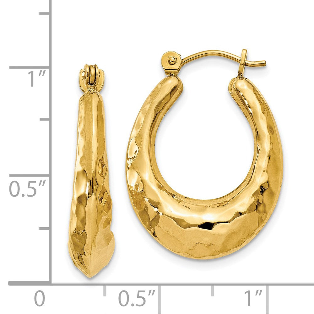 14k Yellow Gold 6 mm red Fancy Hollow Hoop Earrings (3.01 grams)