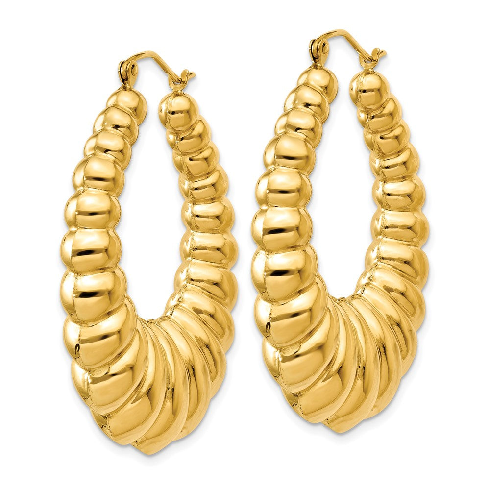 14k Yellow Gold 34 mm Polished Scalloped Hoop Earrings (5.82 grams)