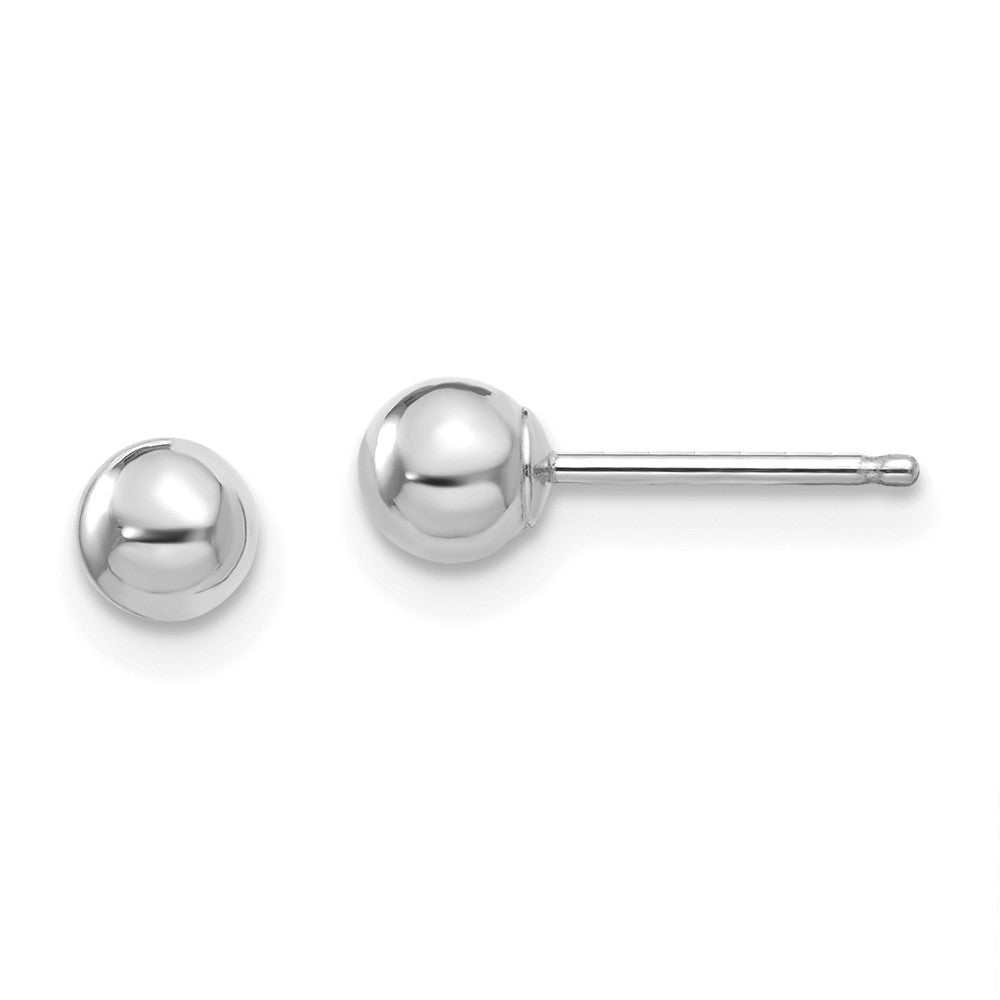 14k White Gold Madi K Polished 4mm Ball Post Earrings (0.23 grams)